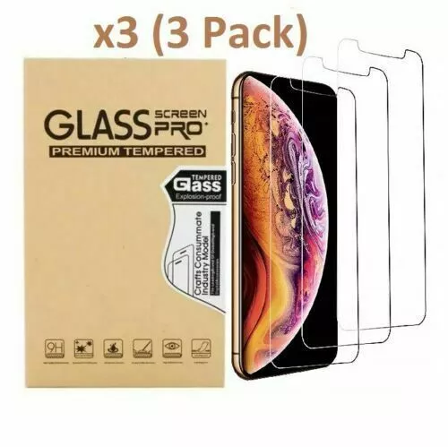 3-Pack iPhone 6s 7 8 Plus X XS XR 11 Pro Max 9H Tempered Glass Screen Protector