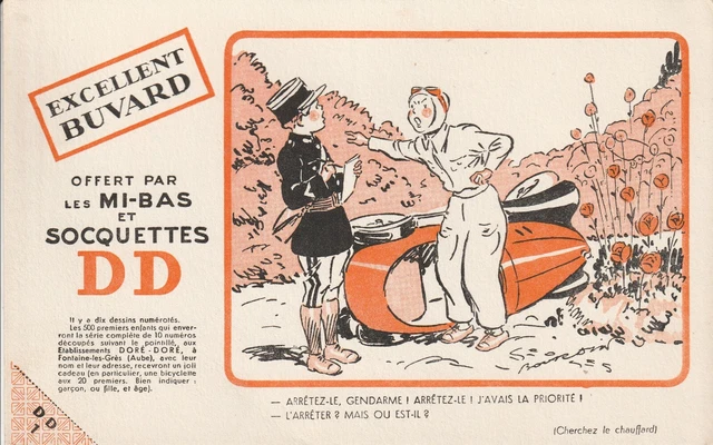 D97 ANCIEN BUVARD DEVINETTE  Offert par Mi-Bas et Soquettes DD
