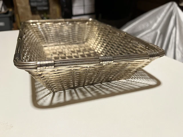 PANIER A PAIN, EN METAL ARGENTE TRESSE Façon CRISTOFLE poincons 19x28cm TTB ÉTAT
