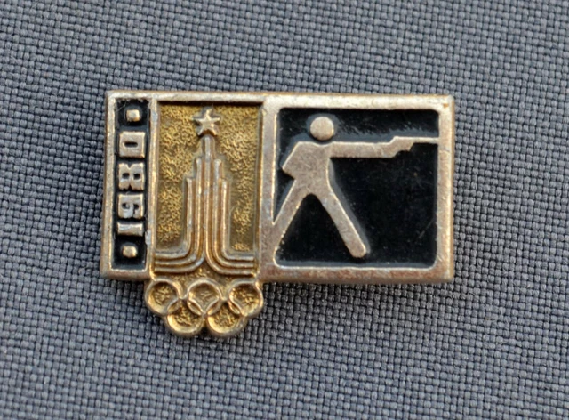 MOSCA 1980 PISTOLA Bullseye tiro Giochi olimpici mascotte spilla russa