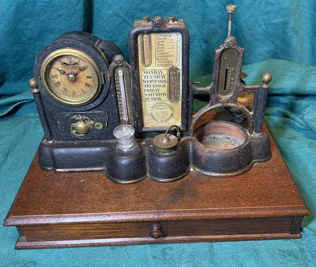 MARINE CORPS CLOCK With Perpetual Calendar Scale Bell And Other Desk
