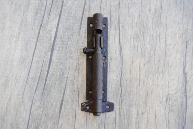 19c Vintage original iron rustic door window latch slide lock farm barn decor