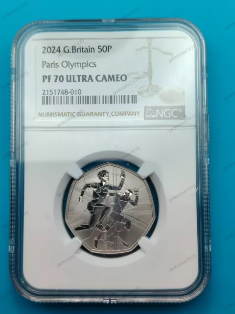 2024 Royal Mint 50P Ngc Pf70 Ultra Cameo Proof Paris Olympics 50P Coin Bunc Unc