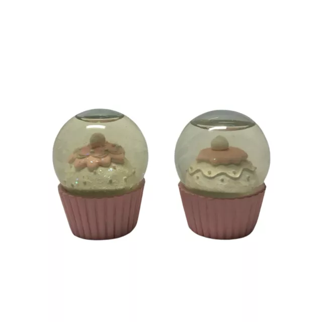 Set 2 Palle di vetro con brillantini e cupcakes