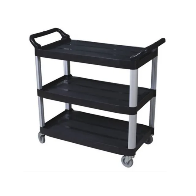 Foodservice Cart 330lbs 3 Shelf Utility Cart Storage Tray Tool Bus Cart 33X17X38