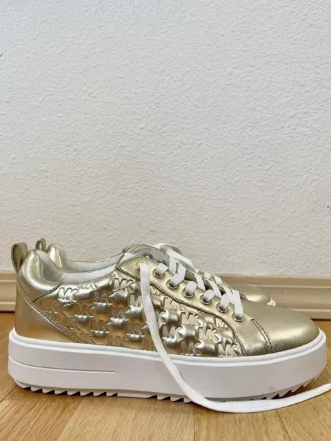 Michael Kors Emmett Lace-Up Pale Gold Metallic Sneakers Women's Size 7 (U.S)