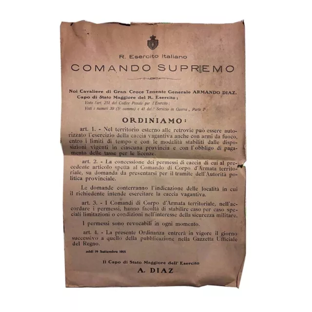 Manifesto prima guerra mondiale ww1-ww2 regio esercito diaz 