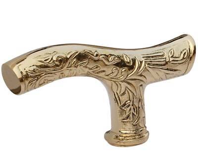 Brass Designer Handle for Walking Stick cane Handle Solid Brass Golden Finish
