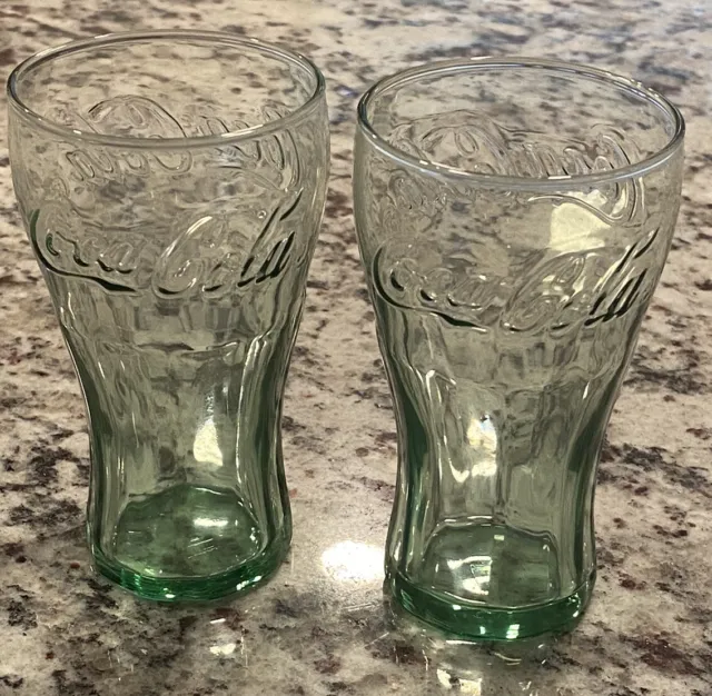 Set of 2 Mini Libby Coca Cola Juice Drinking Glasses 4.5 in. No Chips, Or Cracks
