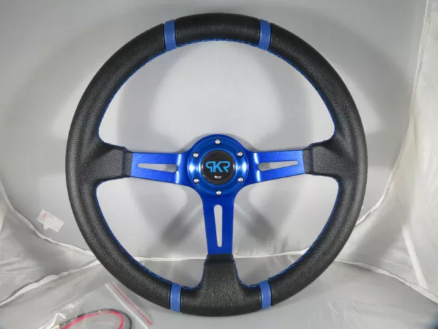 Volante Sportivo Universale Auto Calice Blu Rally Sport Gare Tuning Racing Corse