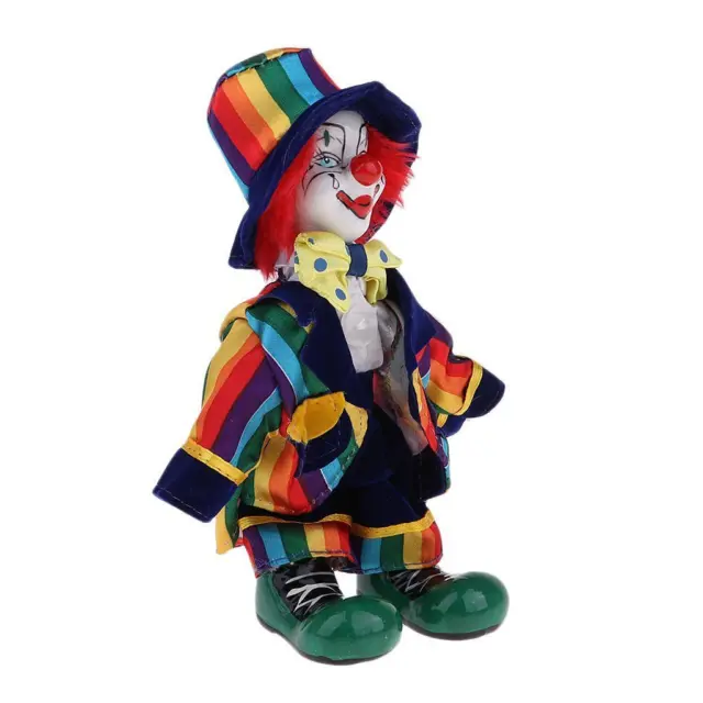 interessante Harlekin Clown Puppe mit Porzellan Kopf Hände und Füße 7 Zoll