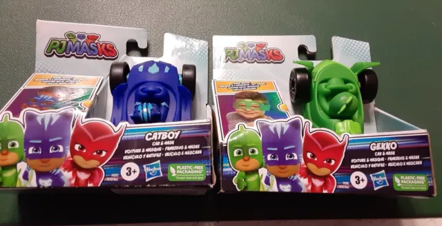 PJ MASKS Catboy And GEKKO Car & Mask Lot of 2 New