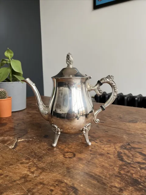 Mint Branded Silver Plate Tea Coffee Pot - Vintage Tea Service With Feet +Detail