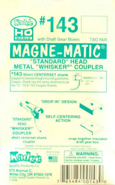 Kadee 143 Magne-Matic Standard Tête Métal Moustache Coupleurs 0.6cm (4)