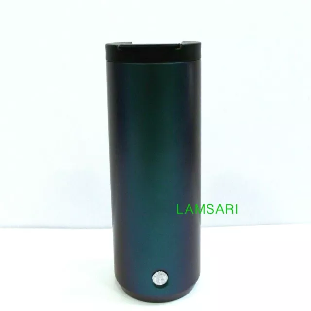 Starbucks 2019 Iridescent Blue Purple Flip-Top Stainless Steel Tumbler 16 oz