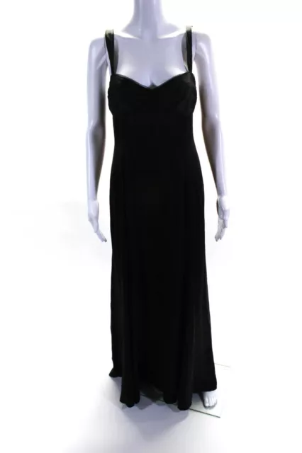 Elie Tahari Women's V-Neck Sleeveless Empire Waist Maxi Dress Black Size 8