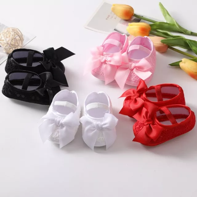 Toddler Baby Girl Bow Anti-slip Christening Pram Princess Shoes SoftSole Sneaker 2