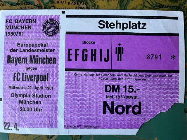 Ticket De Match PSV Eindhoven Vs Bayern Munich - Coupe D'Europe 1989/90