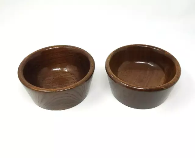 Set Wooden Solid Turned Bowls Snacks Nuts Trinket Dish Farmhouse