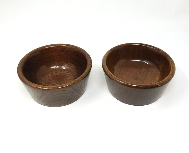 Set Wooden Solid Turned Bowls Snacks Nuts Trinket Dish Farmhouse