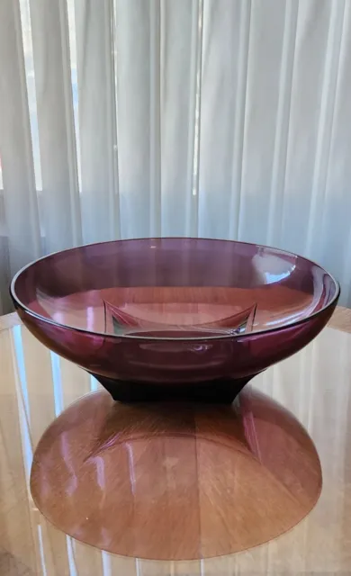 MCM Hazel-Atlas Colony Moroccan Amethyst Purple Glass 11" Serve Bowl Square Base