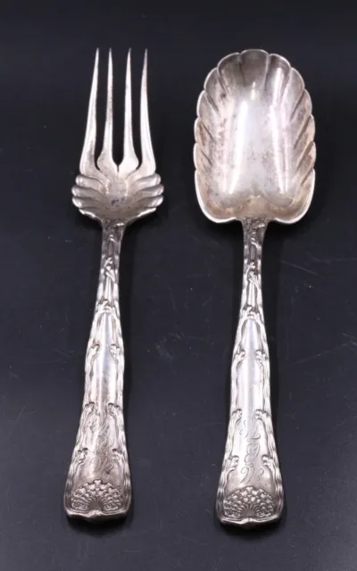 Tiffany & Co., Sterling Silver Fork & Spoon, Wave Edge Pattern, 1884, 5.5 oz