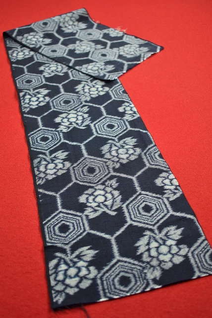 Vintage Japanese Kimono Fabric Wool Antique Boro Kusakizome Dyed 36.6"/LM46/45