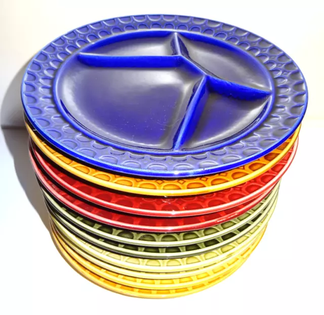 10 x Sarreguemines Francia Fondue Plato Comedor Retro Vintage Colorido