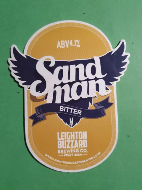 Beer pump clip badge front LEIGHTON BUZZARD brewery SAND MAN real ale