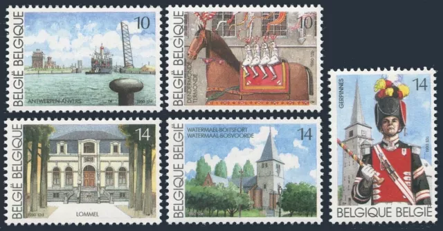 Belgium 1353-1357, MNH. Mi 2429-2433. Tourism 1990. Cites Antwerp, Dendermonde,