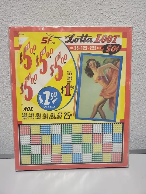 Trade Stimulator Game Punchboard Toy Vintage 1940s "Lotta Loot" Pub Bar  Lottery