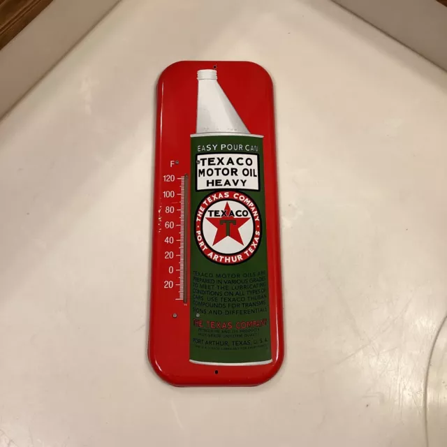Vintage Texaco Easy Pour Can Heavy Texaco Motor Oil Advertising Thermometer