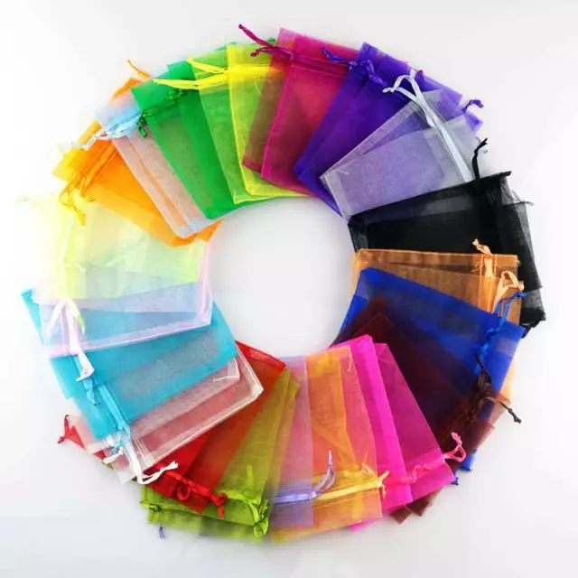 100Pcs Sheer Organza Gift Bags Jewelry Pouches Wedding Favor Party Candy Packing