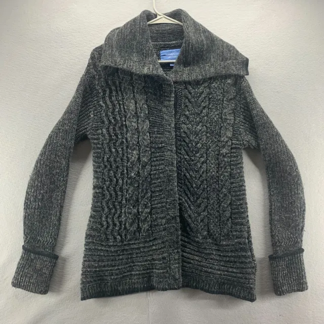 Simply Vera Vera Wang Cardigan Sweater Womens Medium Gray Long Sleeve Acrylic