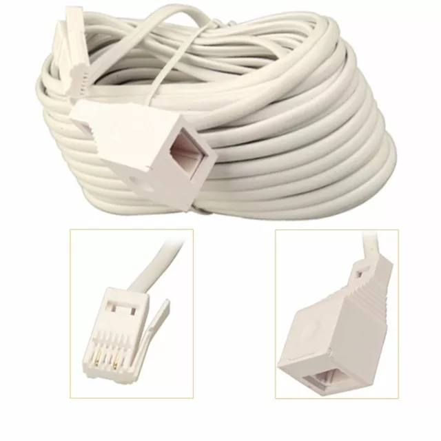 RJ11 UK Male to Female Cable BT Telephone Extension Phone Line 2M to 20M Lead