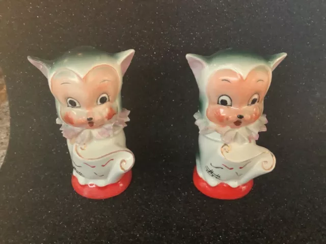 Rare Unique Vintage Porcelain Salt & Pepper Shakers anthropomorphic