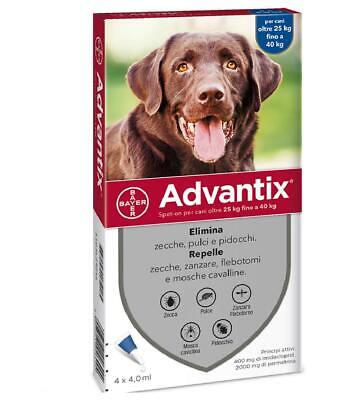 Advantix Spot-On Antiparassitario per Cani da 25 a 40 kg 4 Pipette Antipulci