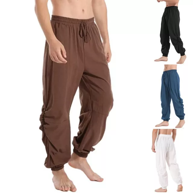 Trendy Men's Medieval Lace Up Bandage Pants Loose Fit Vintage Trousers