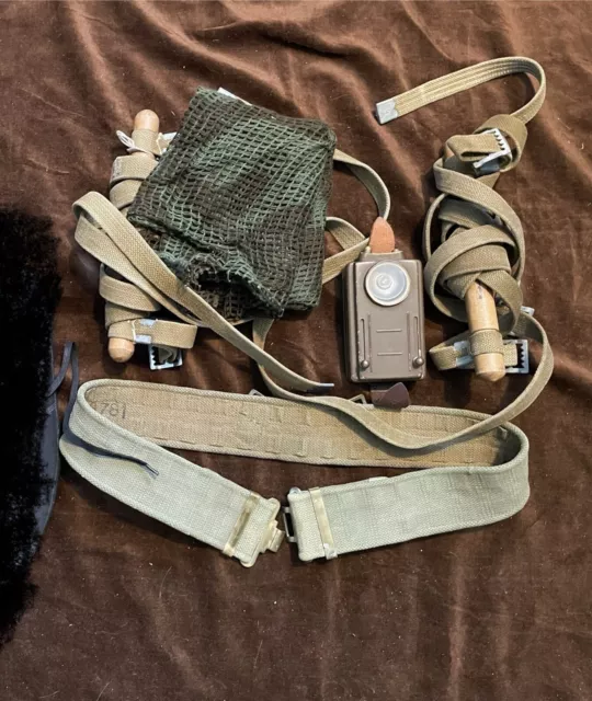 WW2 British Army 1937 Webbing Job Lot Belt Torch Camo Scarf Etc Field Gear