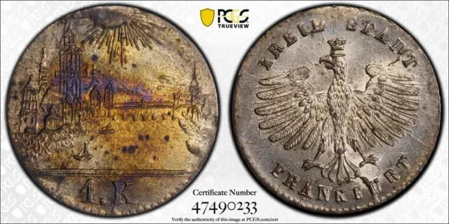 E46 German State Frankfurt (1839) City View Kreuzer PCGS MS-65