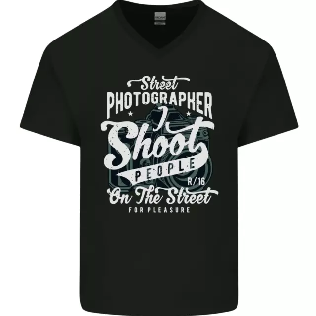 T-shirt da uomo scollo a V divertente fotografia di strada