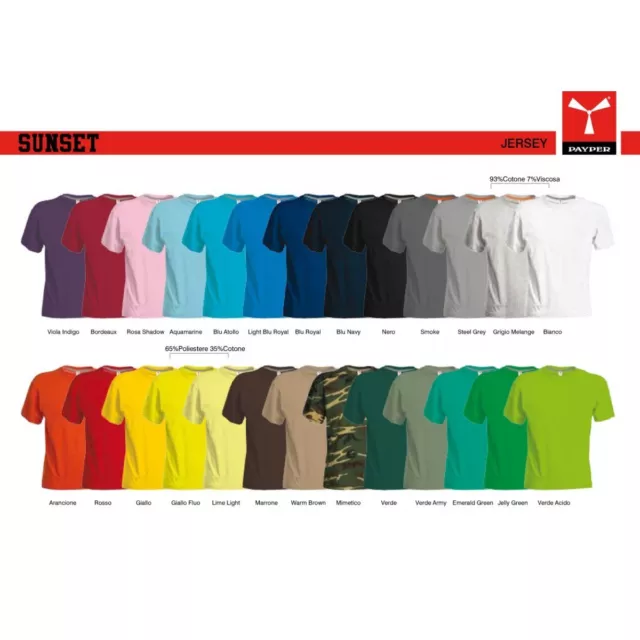 t-shirt sunset payper  uomo a girocollo con manica corta jersey 150gr