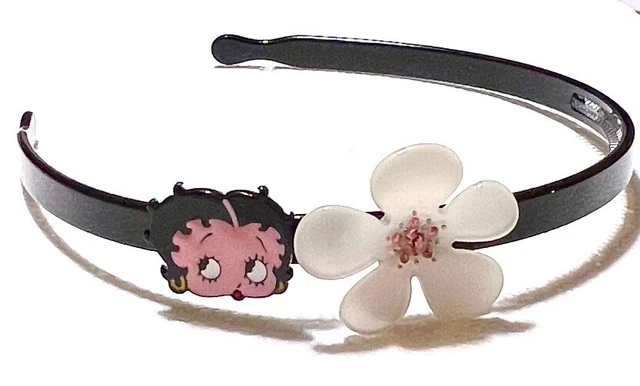 Betty Boop - Cerchietto nero per capelli c/fiore bianco e luminosi zirconi rosa