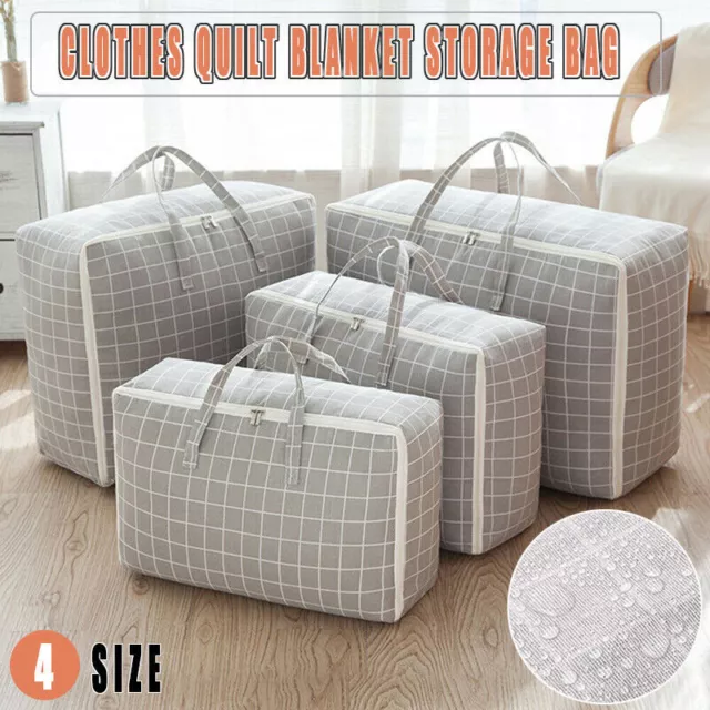 Clothes Quilt Blanket Storage Bag Fabric Organizer Waterproof Zipper Bags Cotton