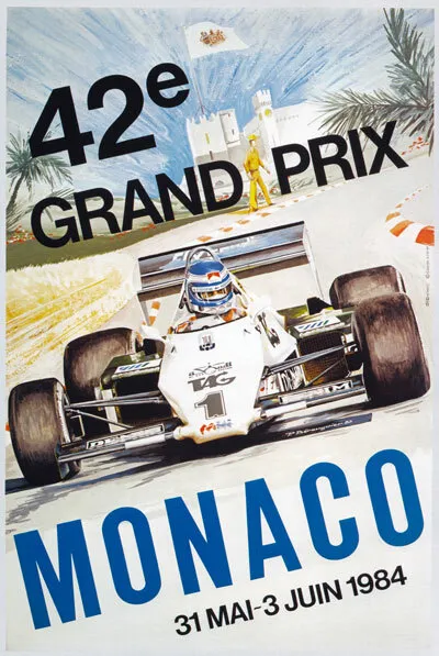 AZ09 Vintage 1984 42nd Monaco Grand Prix Motor Racing Poster Art Re-print A4
