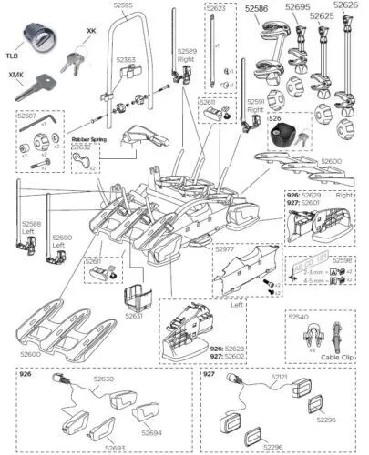 SPARE PARTS Thule 925 / 927 VeloCompact Towbar Cycle Carrier Multi Listing