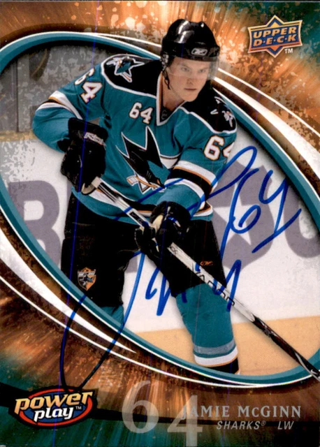 Jamie McGinn SIGNED autographed 08/09 UPPER DECK POWER PLAY card SAN JOSE SHARKS