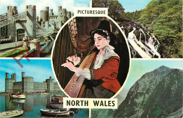 Postcard_ Picturesque North Wales (Multiview) With Welsh National Costume