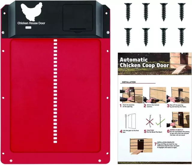 Automatic Chicken Coop Door Waterproof With Light Sensor Poultry Gate Hen House