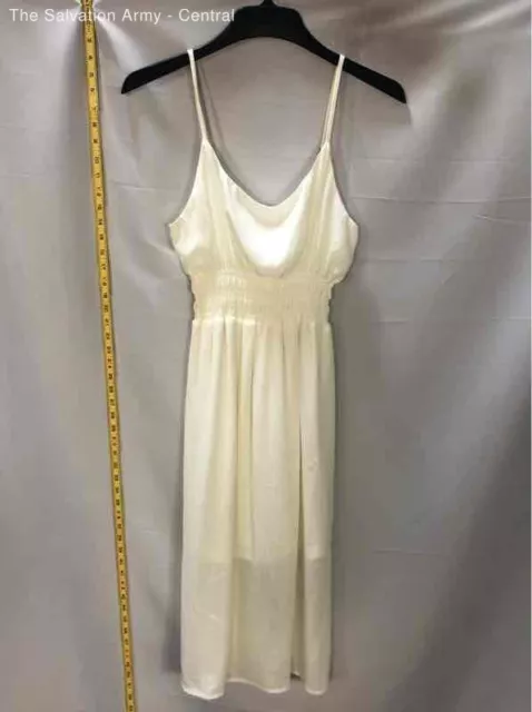 Mimi Chica Womens Cream Adjustable Spaghetti Strap Fit & Flare Dress Size Large